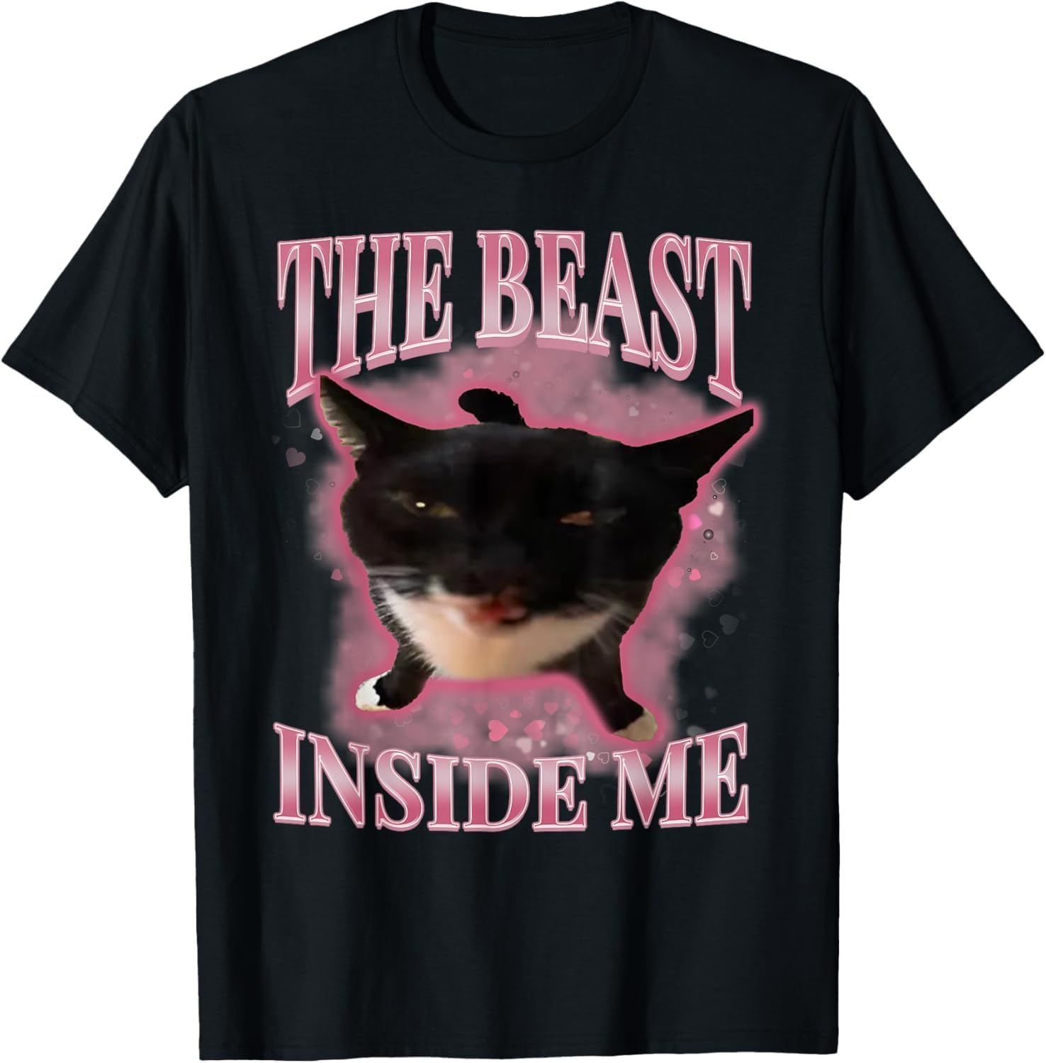 The Beast Inside Me Cute Silly Cat Meme Funny Cats Humor T-Shirt - XX-Large - Black
