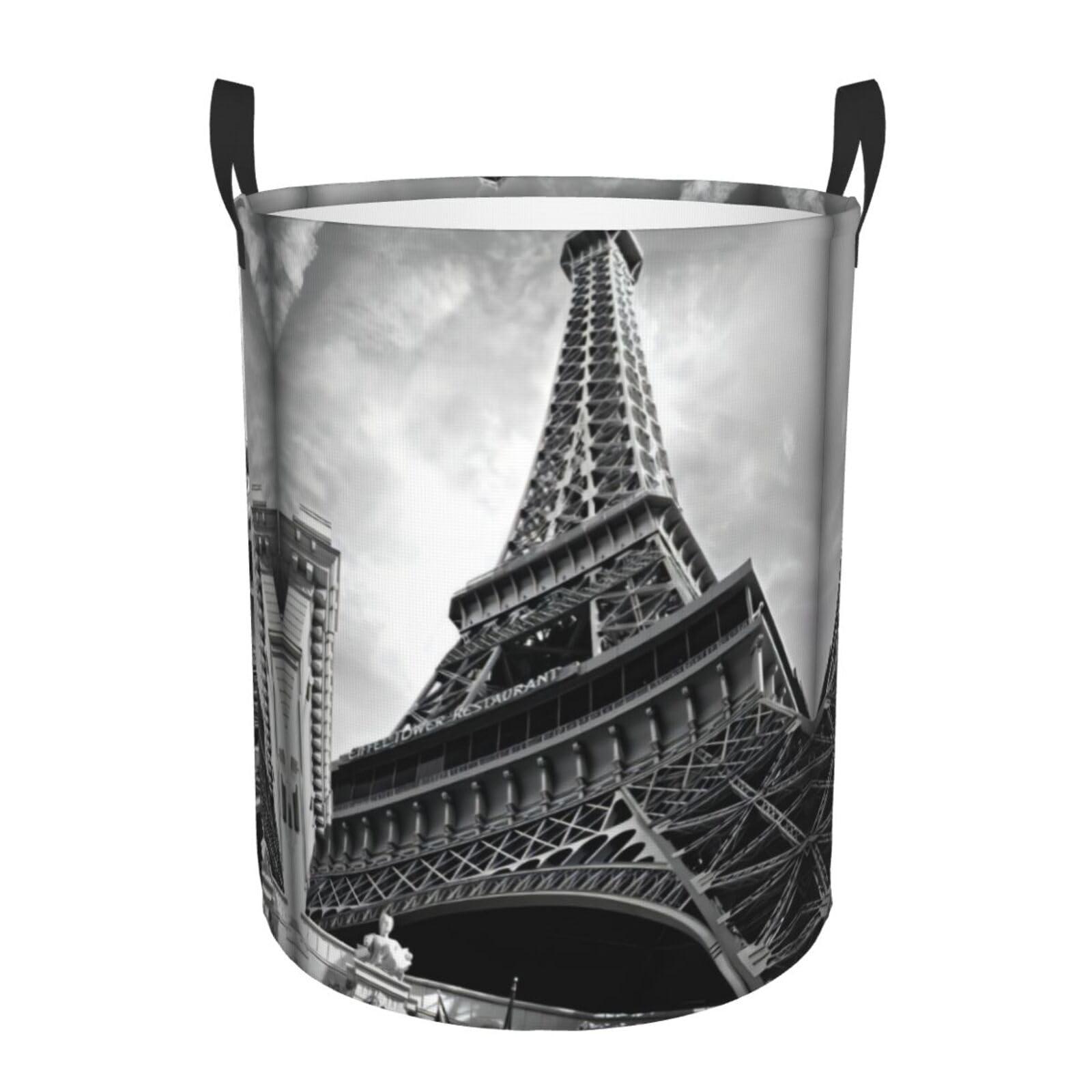 M Circular Hamper Eiffel Tower Print Storage Basket for Home
