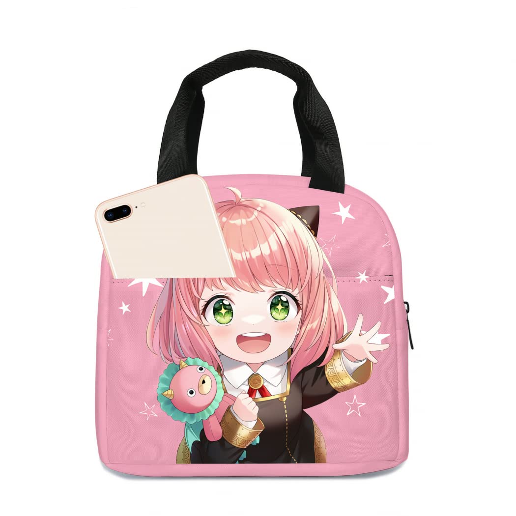 Goodern Anime Lunch Bag Anya Forger Reusable Insulated Lunch Tote Bag Loid Yor Forger Anime Cartoon Cute Insulated Lunch Box Organizer Lunch Containers Lunchbox for Kids Girls School Work Picnic(B)
