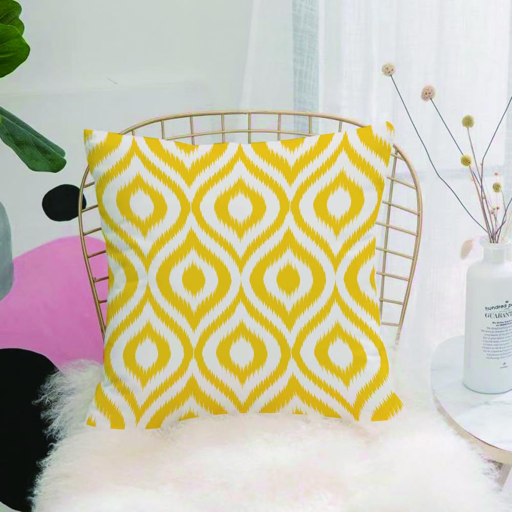 HYOSXW Cushion Cover,Throw Pillow Case Home Decorative for Living Room Bedroom Sofa Chair 16X16 Inch,Geometric patterns, repetitive design oflocking diamond shapes in bright yellow,Pillowcase 40X40cm