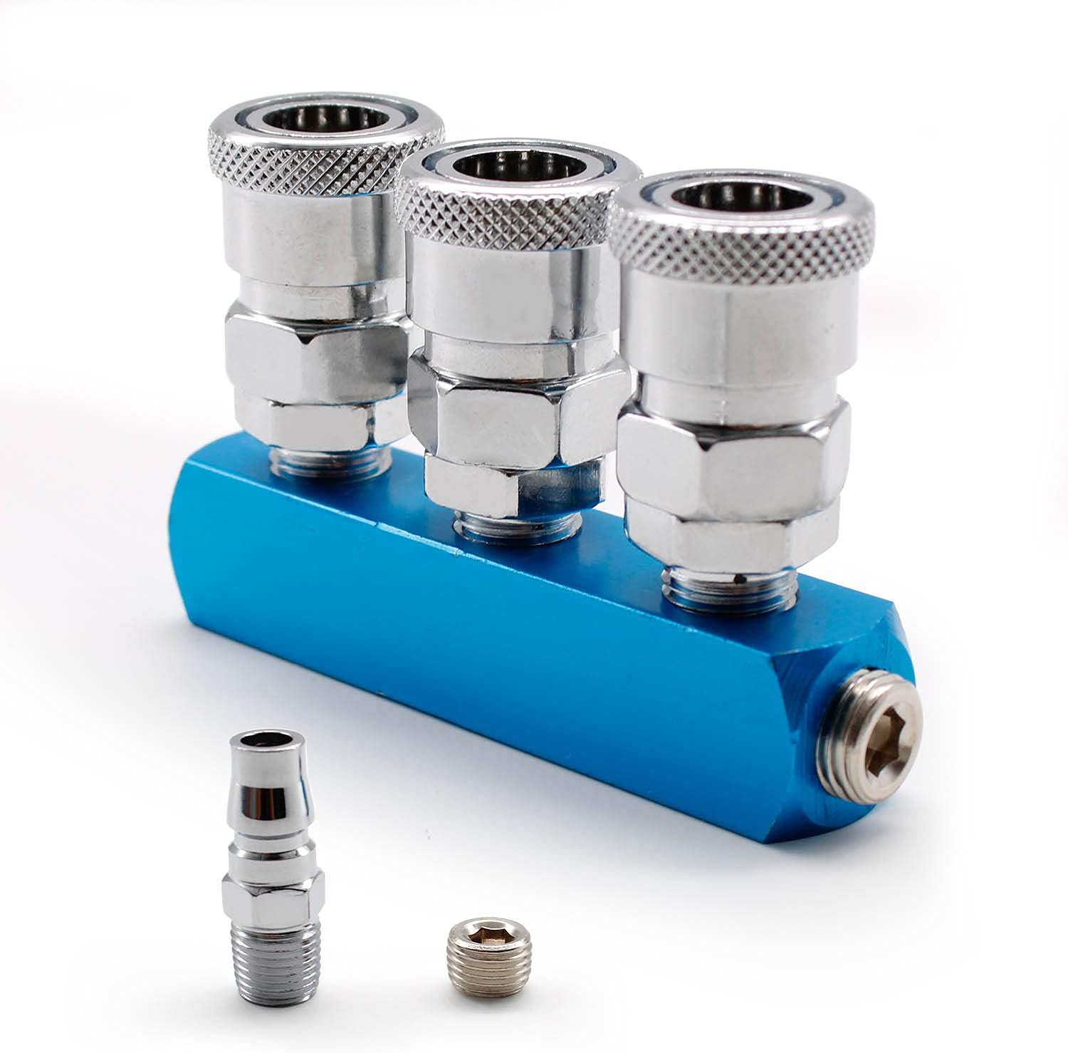 LERANXIN 3Hole Pneumatic Quick Fitting, Aluminum Air Compressor