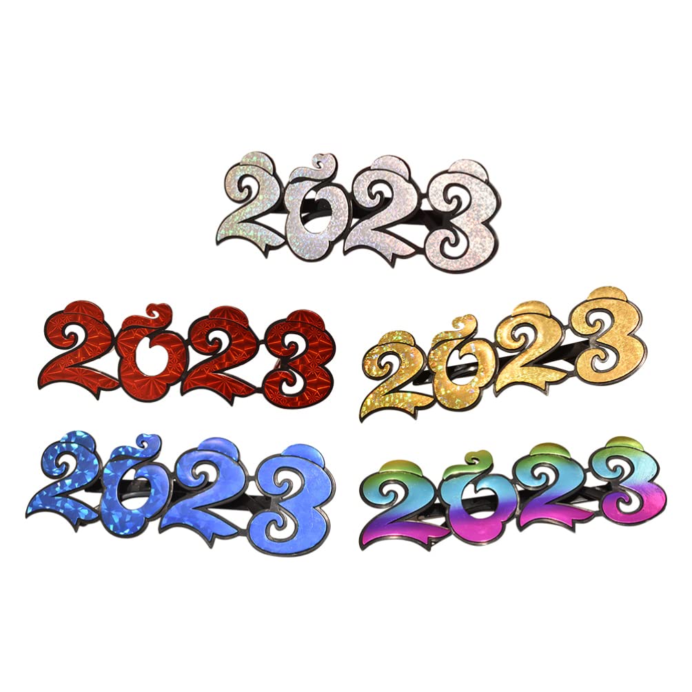 PRETYZOOM 5Pcs 2023 Eyeglasses Glitter 2023 Number Glasses 2023 Sunglasses Eyeglasses for 2023 New Years Eve Party Supplies