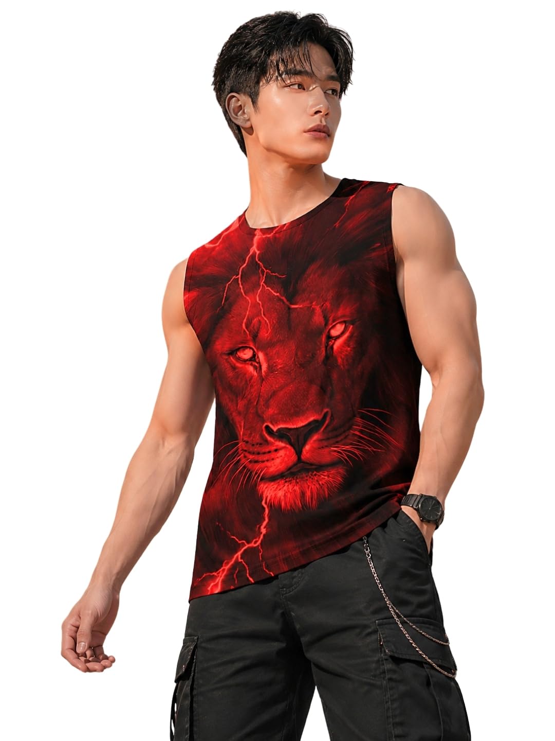 blacksmith Red Lion Printed Sleeeveless Sando Tank top Gym & Street wear for Men-picture-41