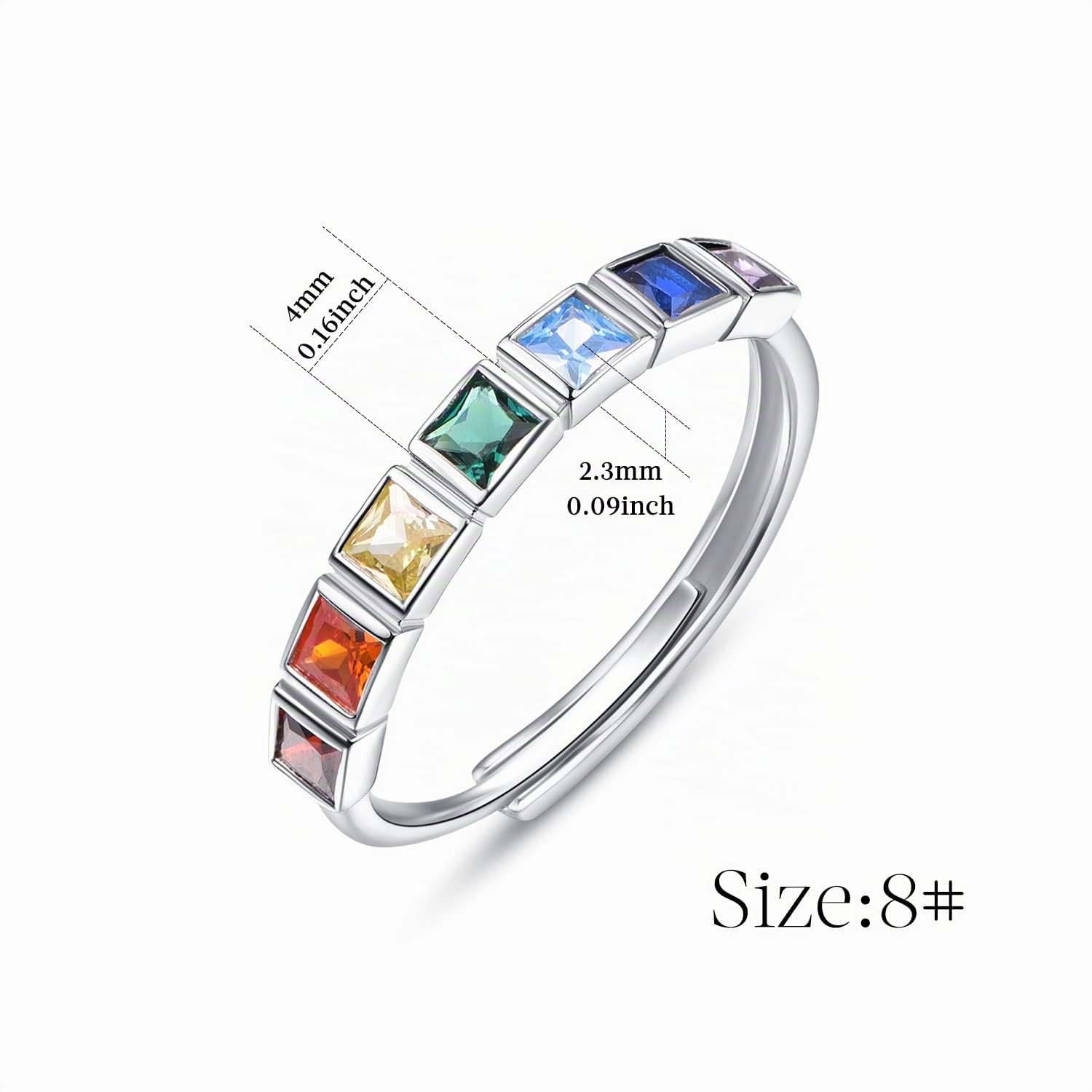 KINGWHYTE Chakra Ring für Frauen 925 Sterling Silber Verstellbare Ringe Heilender Schmuck Chakra-Geschenke für Mama Tochter Yoga-Liebhaber