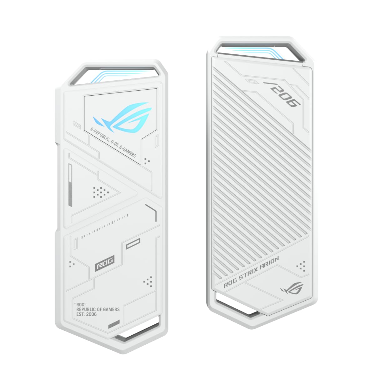 ROG Strix Arion M.2 NVMe SSD Enclosure: USB3.2 GEN2 Type-C (10 Gbps), Dual USB-C to C & USB-A to C Cables, Screwdriver-Free, Thermal Pads Included, Fits PCIe 2280, 2260, 2242, 2230 - White