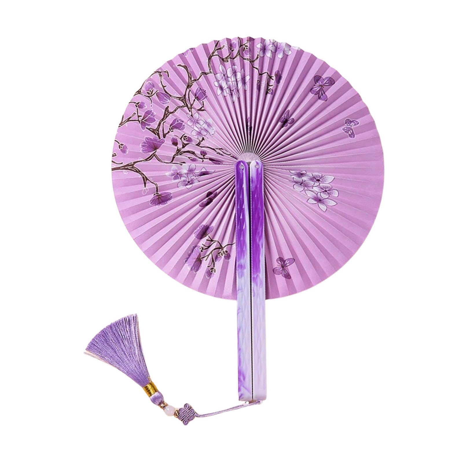 Xinsheinelry Handheld Folding Fan with Pendant Vintaged Designing Paper Perfectly for Women ’ s Event and Decoration Dance Decorative Hand
