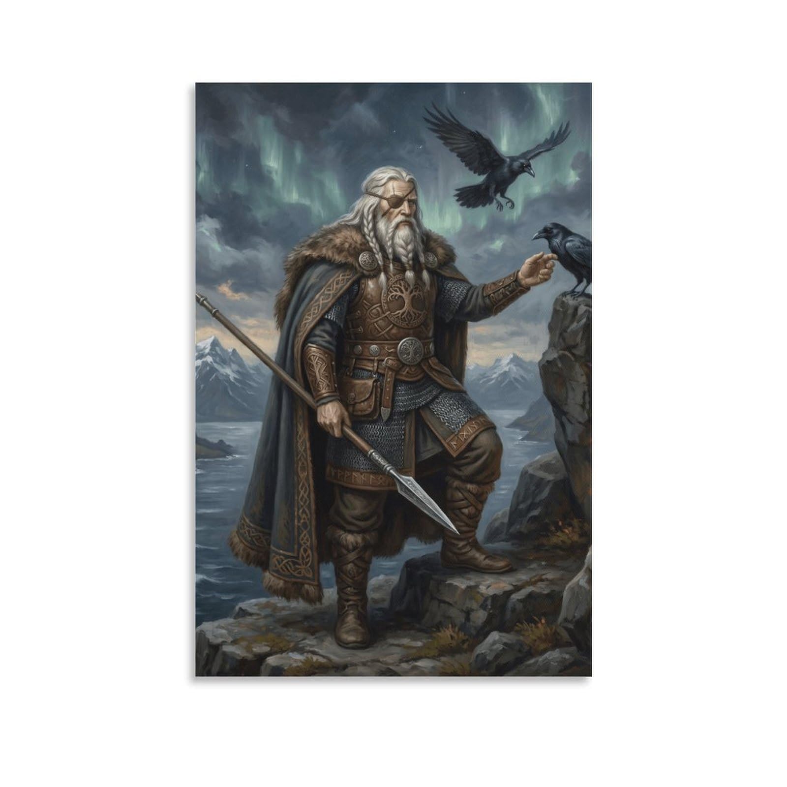 W7C8U2X3 Norse Mythology Odin Canvas Wall Art, Norse Mythology Wall Art