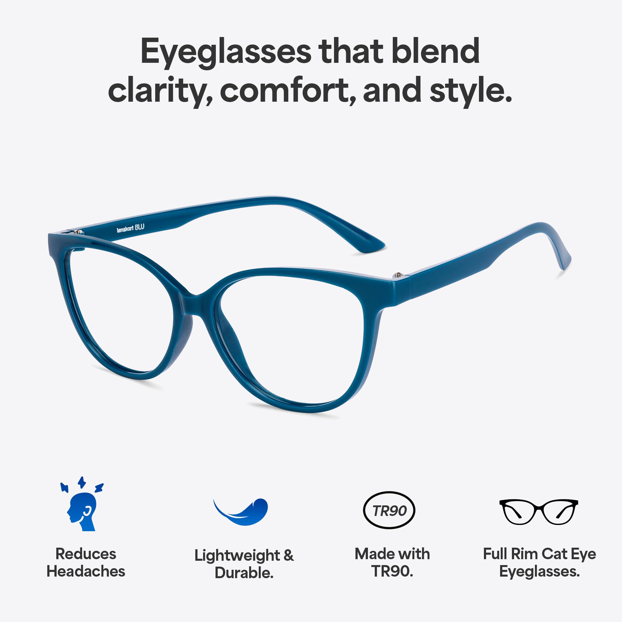 LENSKART BLU | Zero Power Blue Cut Computer Glasses | Anti Glare, Lightweight & Blocks Harmful Rays | UV Protection Specs | Blue | Women | Small | LB E16056 4