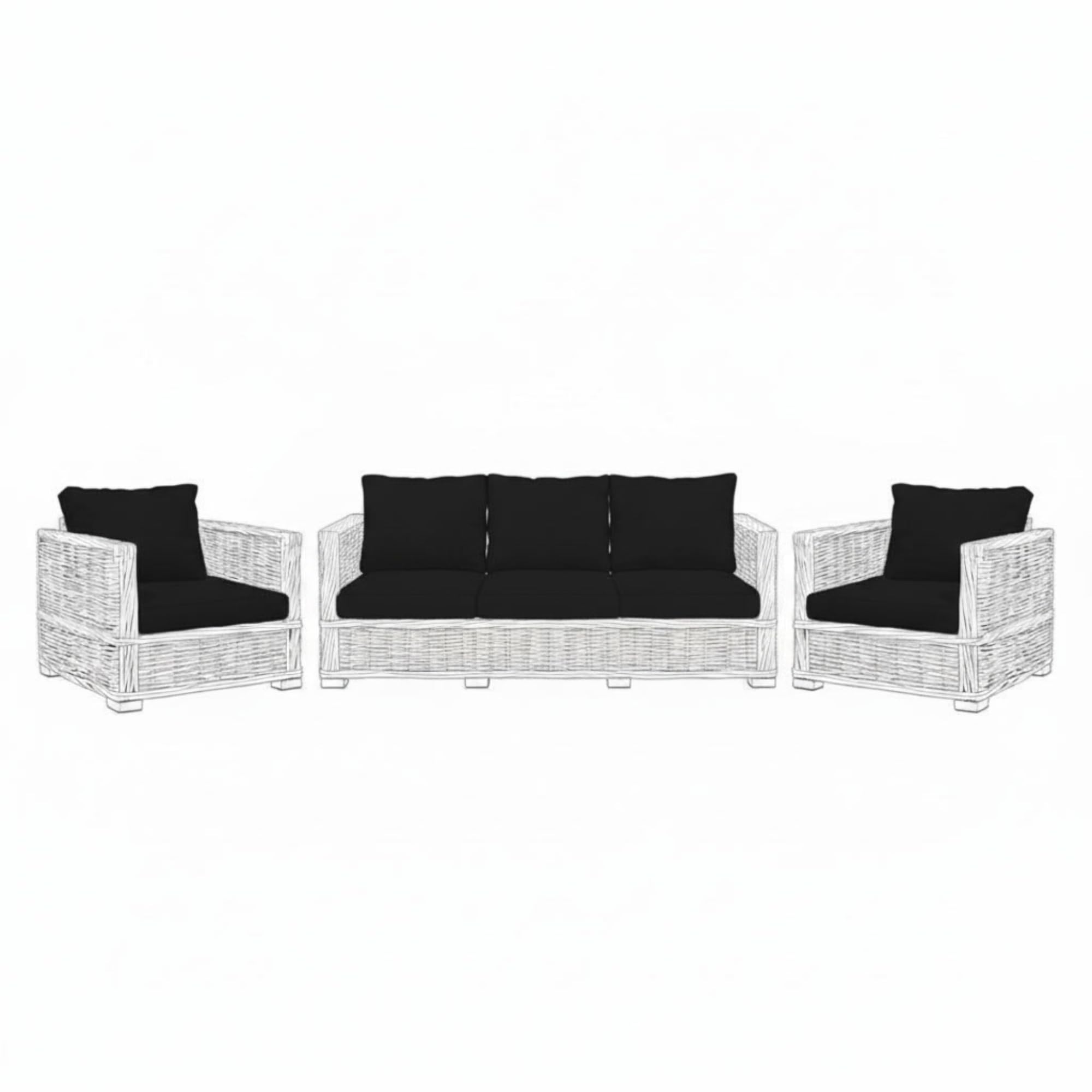 Kosiproducts Replacement Rattan Cushion Seat Cushions Garden Patio Furniture [Black, 5 Seats + 5 Cushions] - Furntiure Not Included