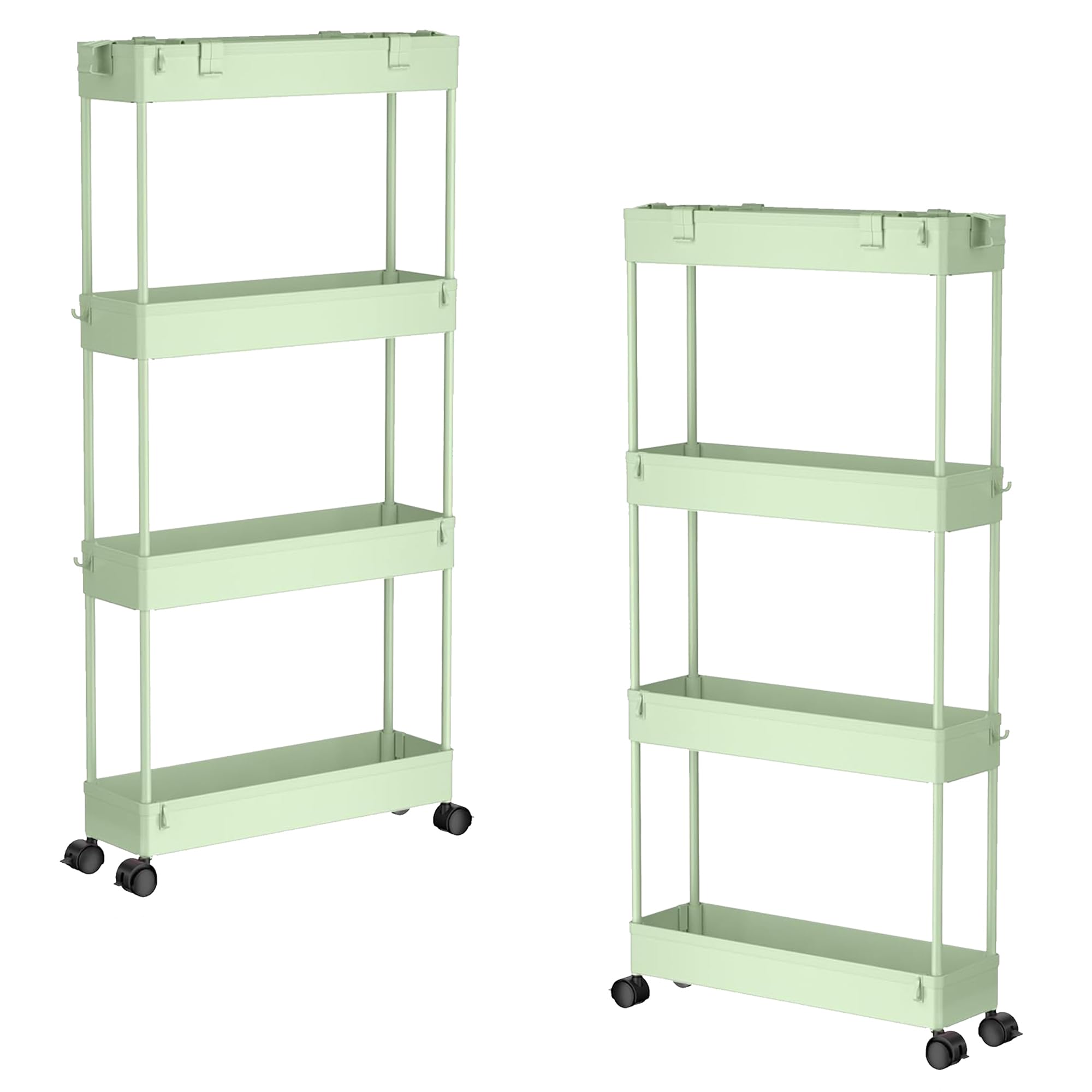 SPACELEAD 2-piece Set Slim Storage Cart 3 Tier,Bathroom Organizer Rolling Utility,Mobile Shelving Unit Slide Out for Office, Kitchen, Laundry Room &amp; Narrow Places