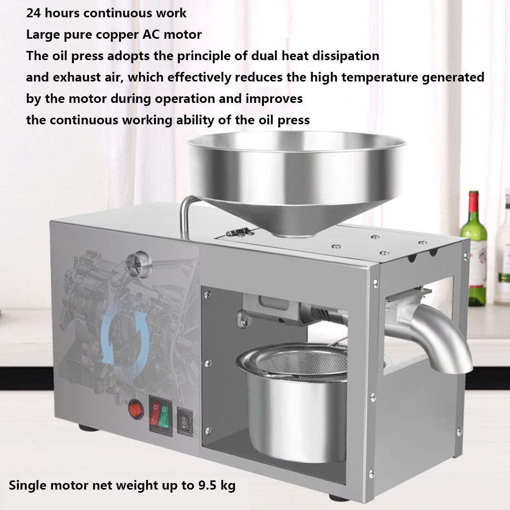 Automatische Elektrische Olie Persmachine, Koude Hete Noten Olieverdrijver Extractor Roestvrijstalen Noten Zaden Oliepers Persmachine voor het Persen van Pinda Sesam Koolzaad 3-5KG/U Commercieel