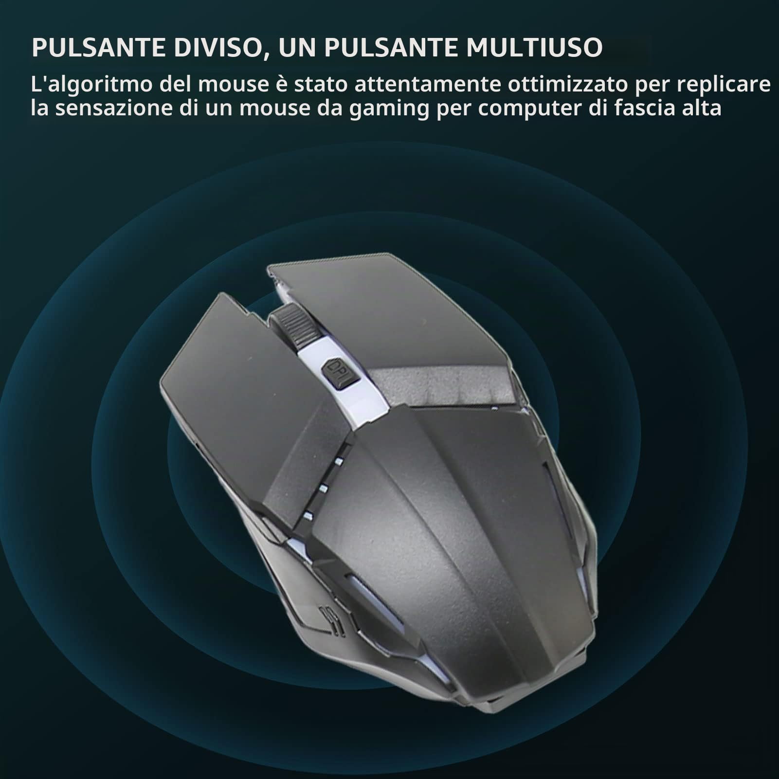 Combo Tastiera e Mouse da Gioco a Mezza Mano, Convertitore Mouse Tastiera Meccanica da Gioco 4 in 1, Tastiera Retroilluminata a LED a 39 Tasti Cablata per Android, Harmony, IOS da