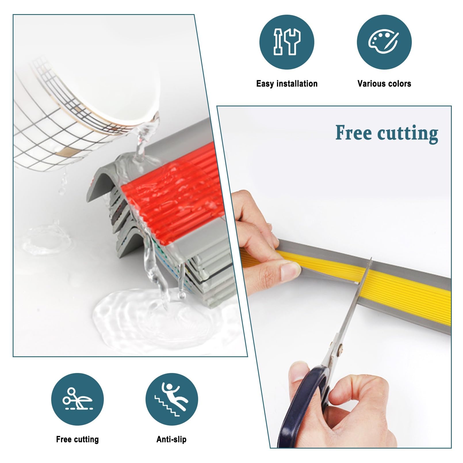 Perfil de PVC Autoadhesivo de Borde Para Escaleras, Tiras Antideslizantes Para Peldaños, Para Escalones de Escaleras Y Borde de Piscina, Perfil d Borde de Escalera Autoadhesivo(Grayish red,3m/118in)