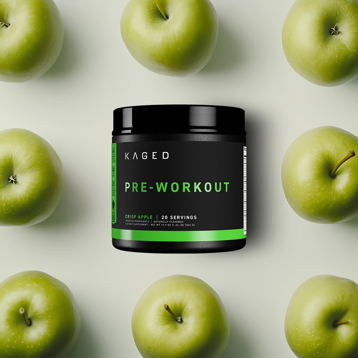 Kaged Pre Workout Powder; MUSCLE Preworkout for Men & Pre Workout Women, Delivers Intense Workout Energy, Focus & Pumps; Supplements, Krisp Apple, Natural Flavors