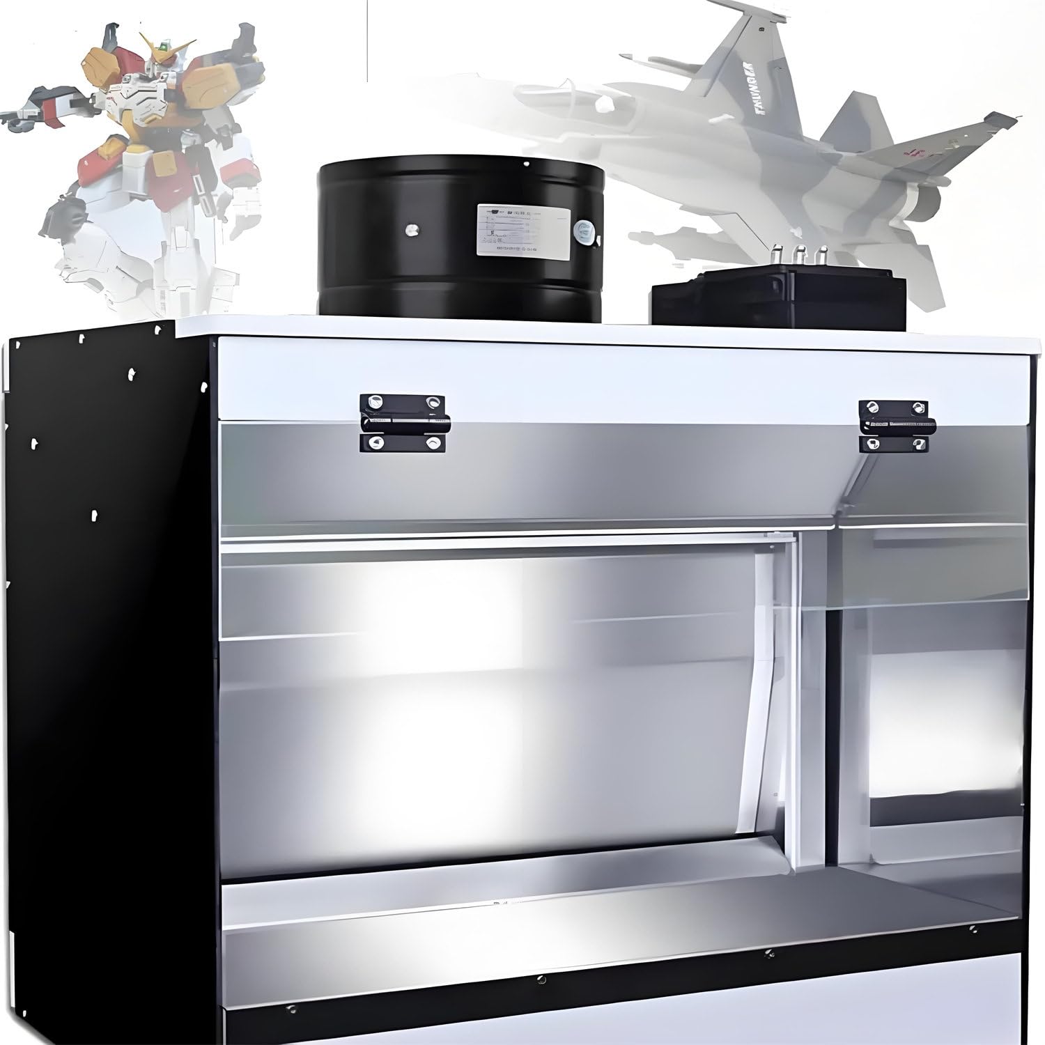 Kabina natryskowa do aerografu z oświetleniem LED i kurtyną wodną, temperatura barwowa 5500 K, system powietrza wyczerpującego do malowania modelowego, 58 x 50 x 40 cm