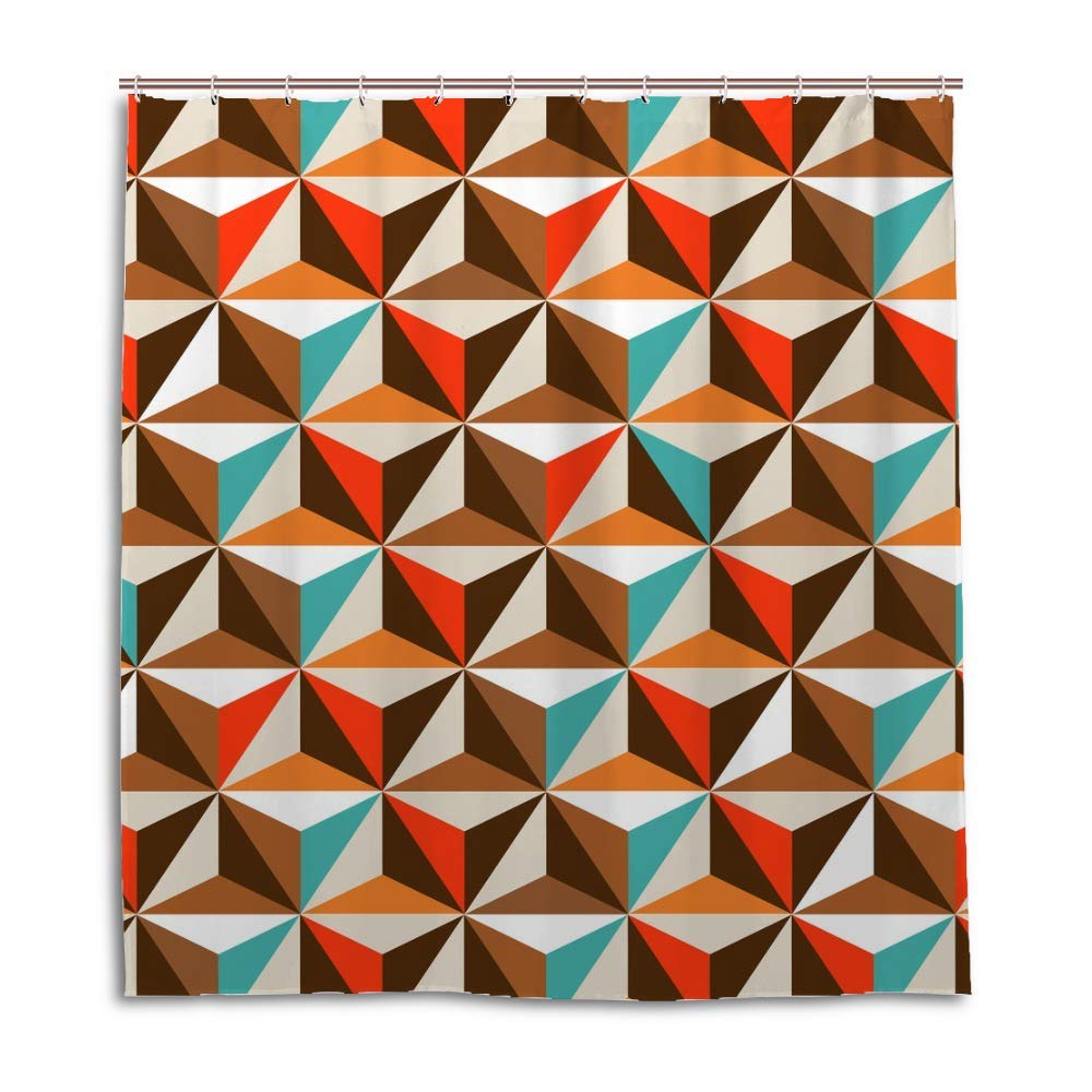 Rideau de douche en polyester triangle marron décoratif avec crochets C