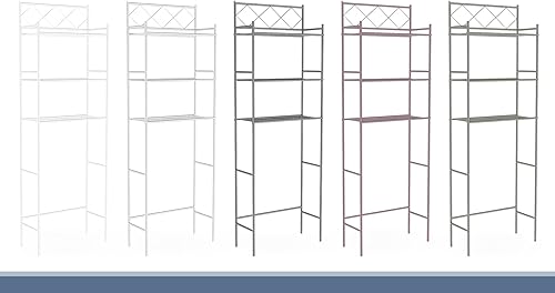 Miniatura 5 de J&V TEXTILES Organizador de baño de 3 estantes sobre el inodoro, protector de espacio de baño (negro)