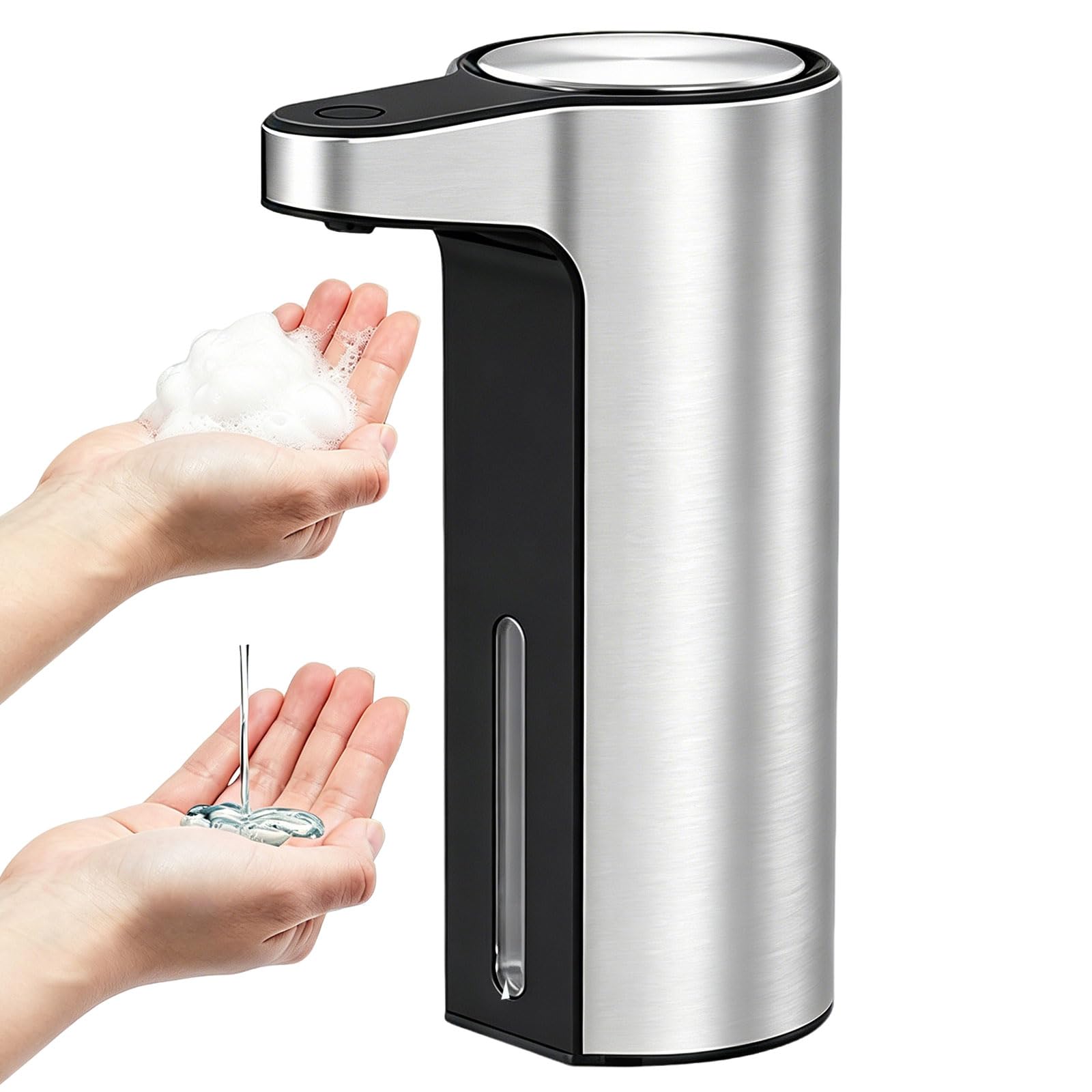 Automatyczny dozownik mydła, 280 ml indukcyjny dozownik płynnego mydła do rąk z czujnikiem ruchu, zawór zapobiegający kapaniu, do napełniania, przezroczyste okienko do kontrolowania poziomu mydła