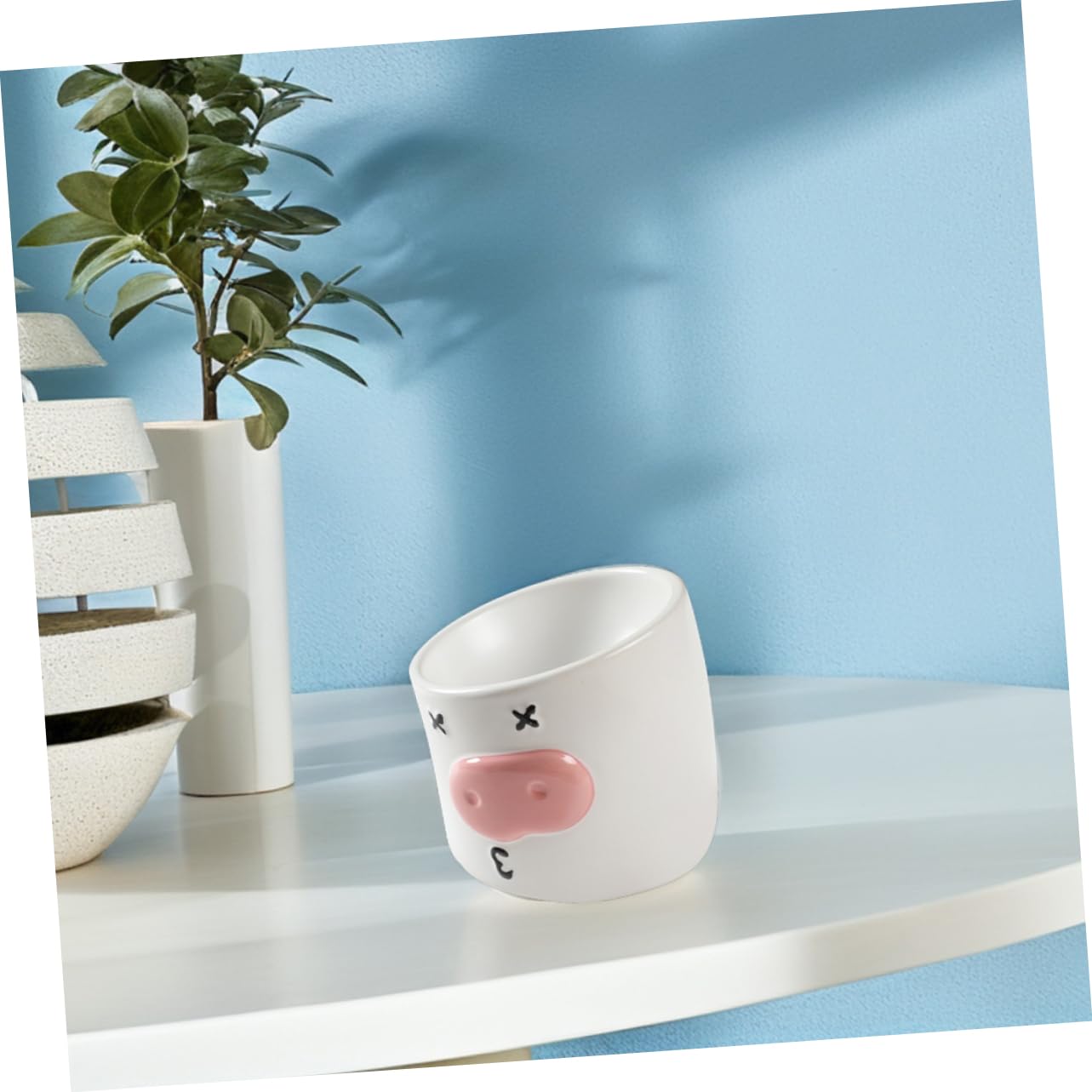 Toddmomy Erhöhter Katzennapf Keramik Mit Schrägem Design Niedlicher Schweinchen-futterbehälter Für Katzen Und Kleine Hunde rutschfest Und Ergonomisch Für Bequemes Fressen