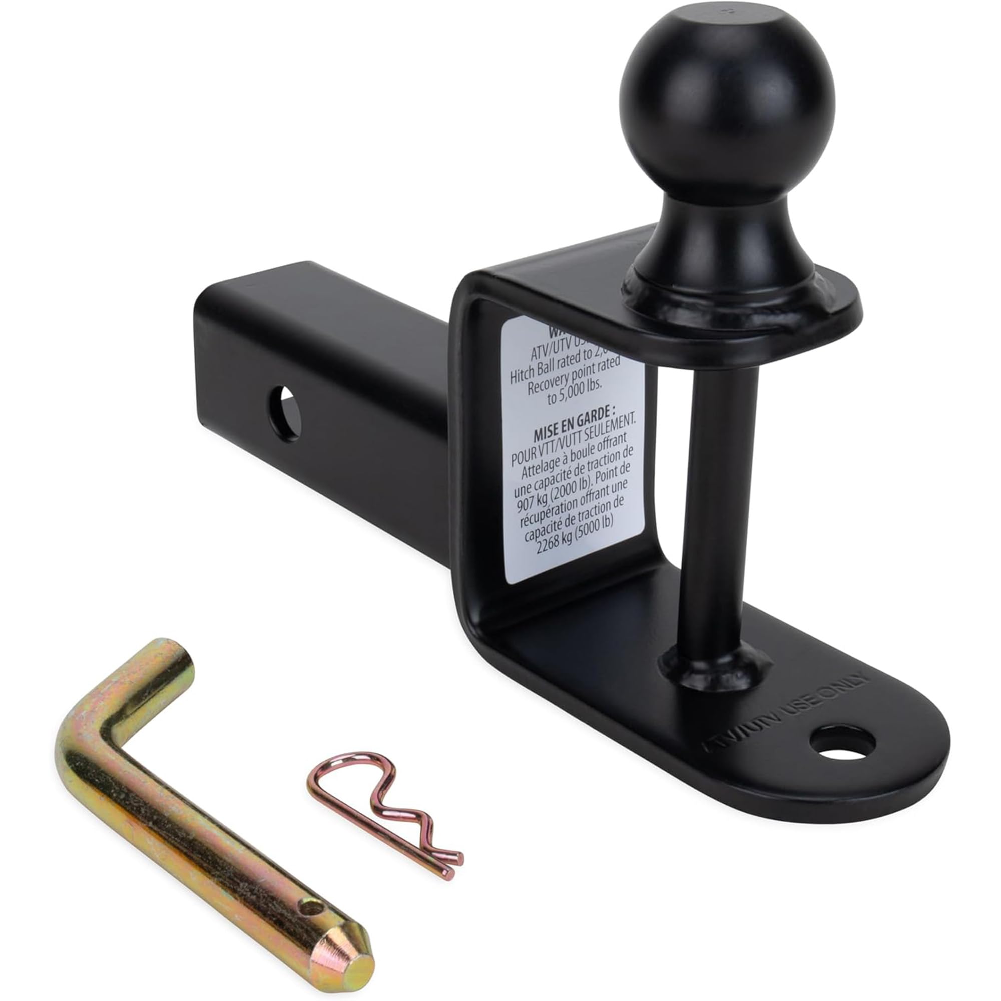 BLACK BOAR ATV/UTV Mount with Hitch Ball and Winch Strap Loop (2' Ball 2' Shank) (66025)