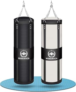 Mamxwaga 4FT Canvas Heavy Punching Bag for Adults - Hanging Boxing Bag, 180lbs Max Load, Unfilled for Kickboxing Muay Thai Training