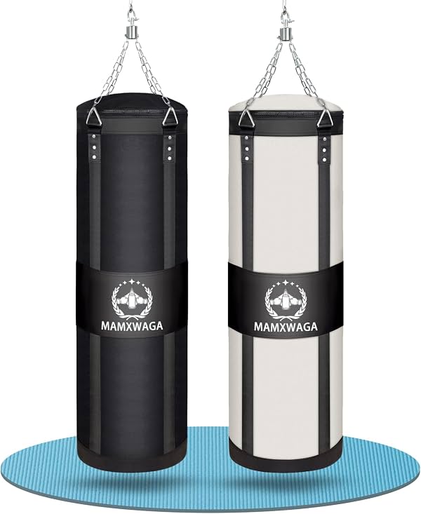 Bolsa de boxeo de lona de 1.2 m para adultos, bolsa pesada colgante para entrenamiento de kickboxing, karate, taekwondo, muay thai, carga máxima de 180 libras (sin relleno)