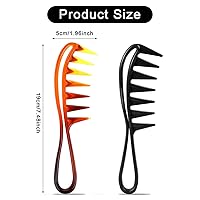 Vista 4 de 2 peines de dientes grandes, peine para cepillar rizos de dientes anchos, cepillo de pelo rizado de plástico duradero para mujeres, herramientas
