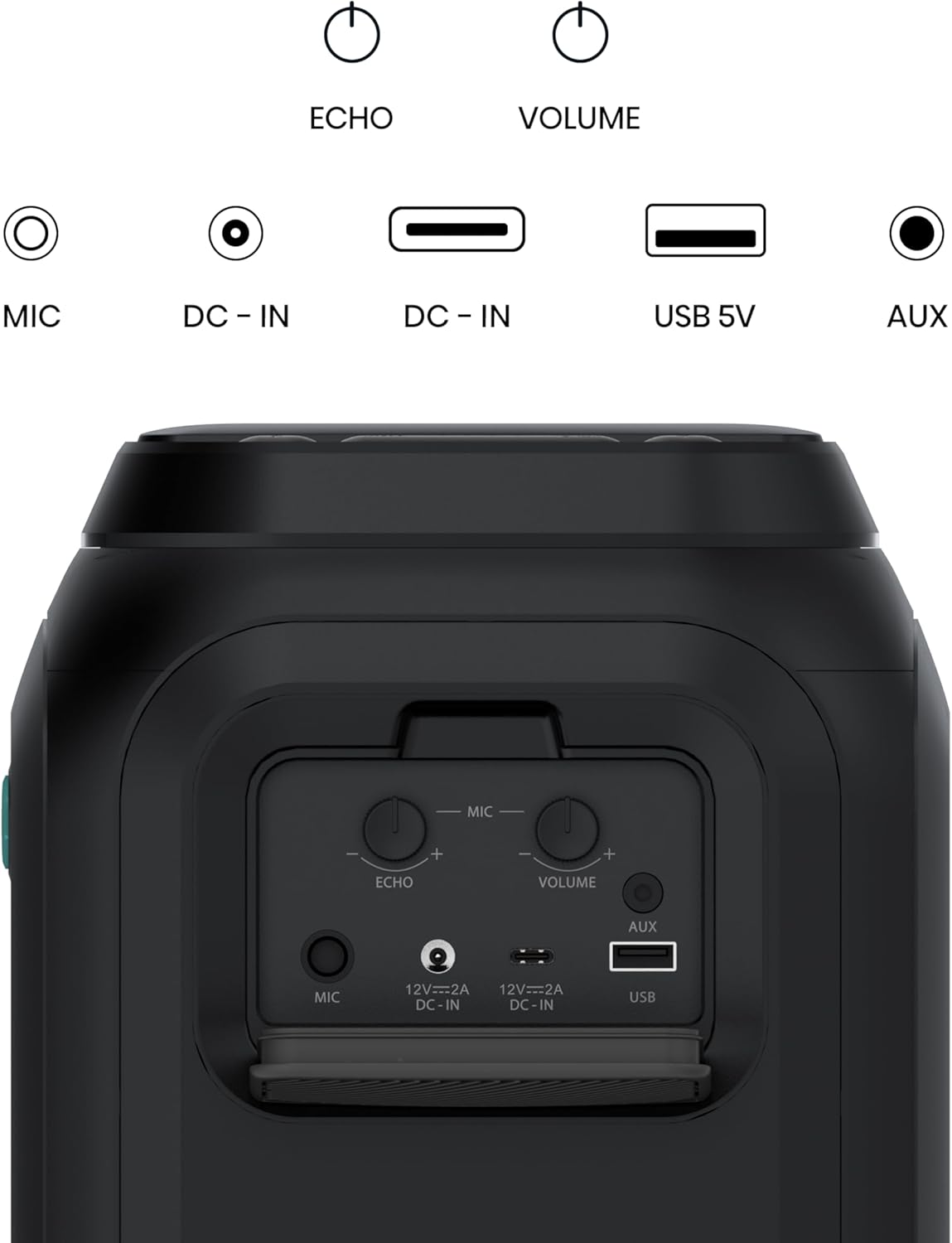 Hisense HP160 Party Rocket – Altavoz Portatil, Modo Karaoke, 160W, 5 Efectos de Luz, Batería de hasta 12 Horas de Duración, Modo Dual (2 Altavoces), Plug and Play, Bluetooth, AUX, USB, IPX4 12