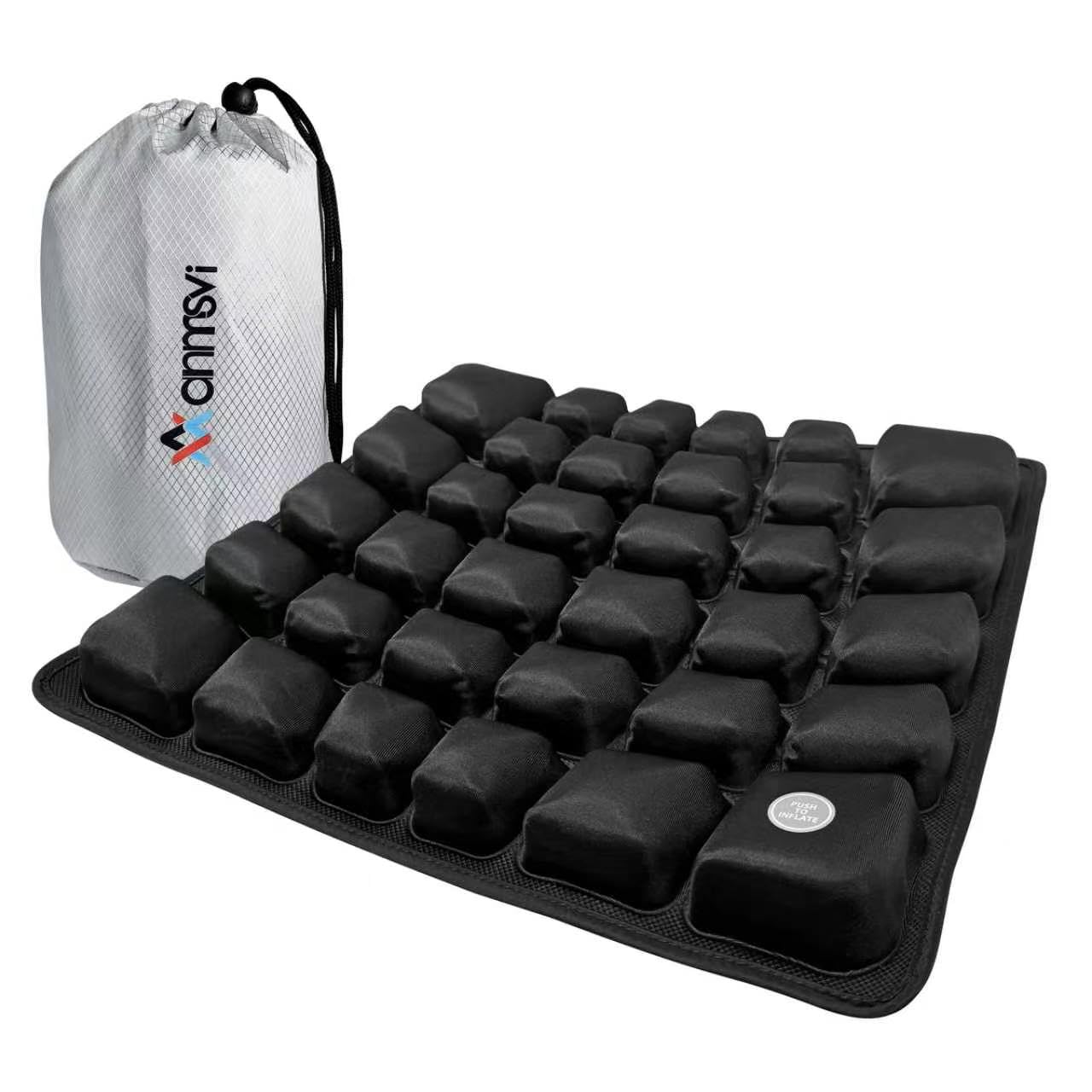 Cojín Inflable para Asiento de Viaje con Bomba integrada, portátil y Ajustable para avión, Coche, Tren, camión, Oficina, hogar, Alivio del Dolor de coxis, ciática, coxis, 46 x 41 x 5,3 cm
