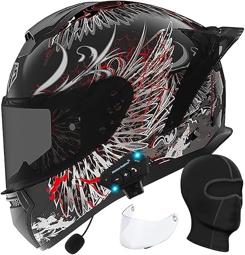 Cascos para motos con Bluetooth aprobados por DOT, viseras abatibles, casco integrado de motocicleta para adultos, altavoz dual integrado, para