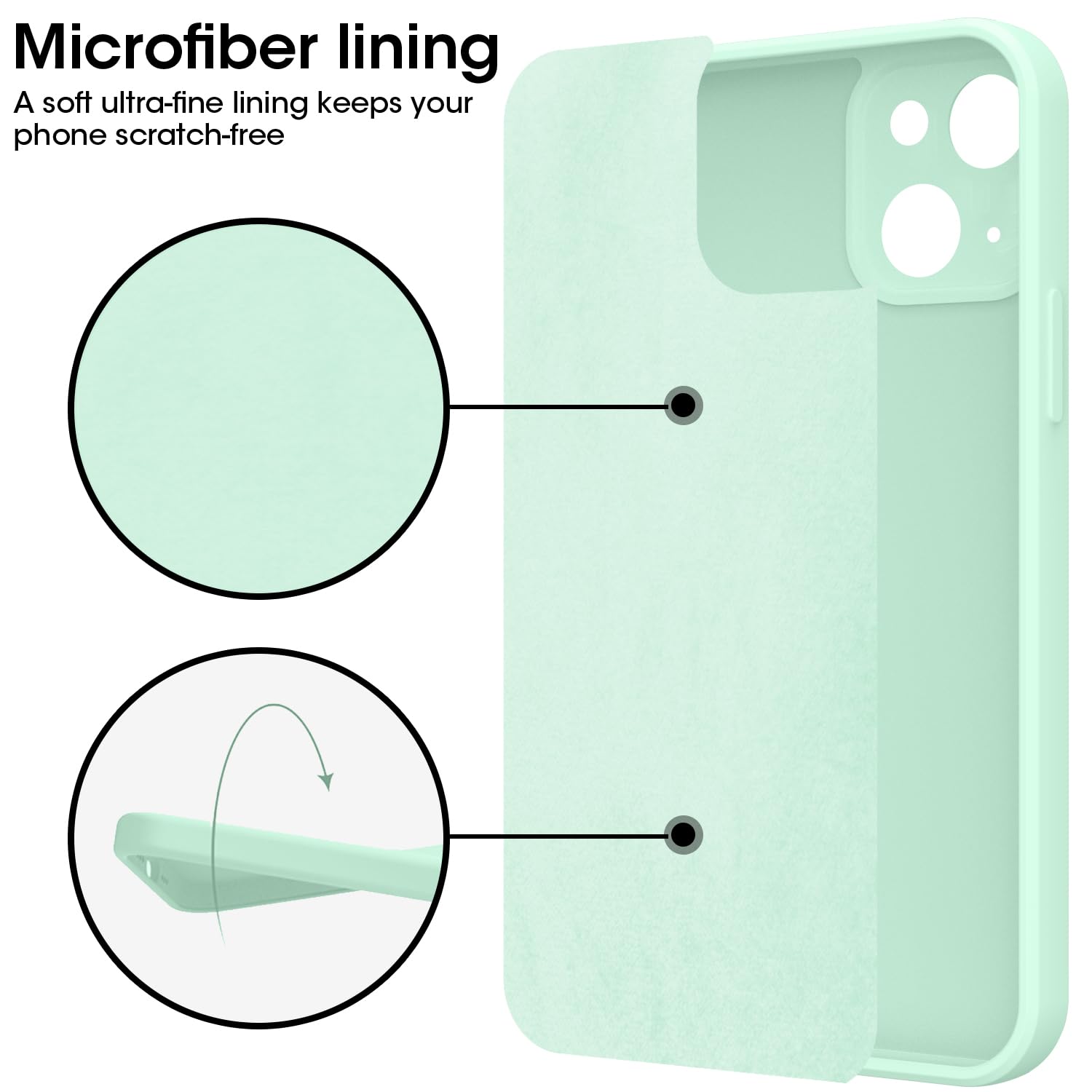 KPPIT for iPhone 13 Case Protective Case Silicone,Ultra Slim Soft Gel Anti-Scratch,Microfiber Lining,Rubber Shockproof Case Cover for iPhone 13 Light Cyan,6.1 inch - Image 4