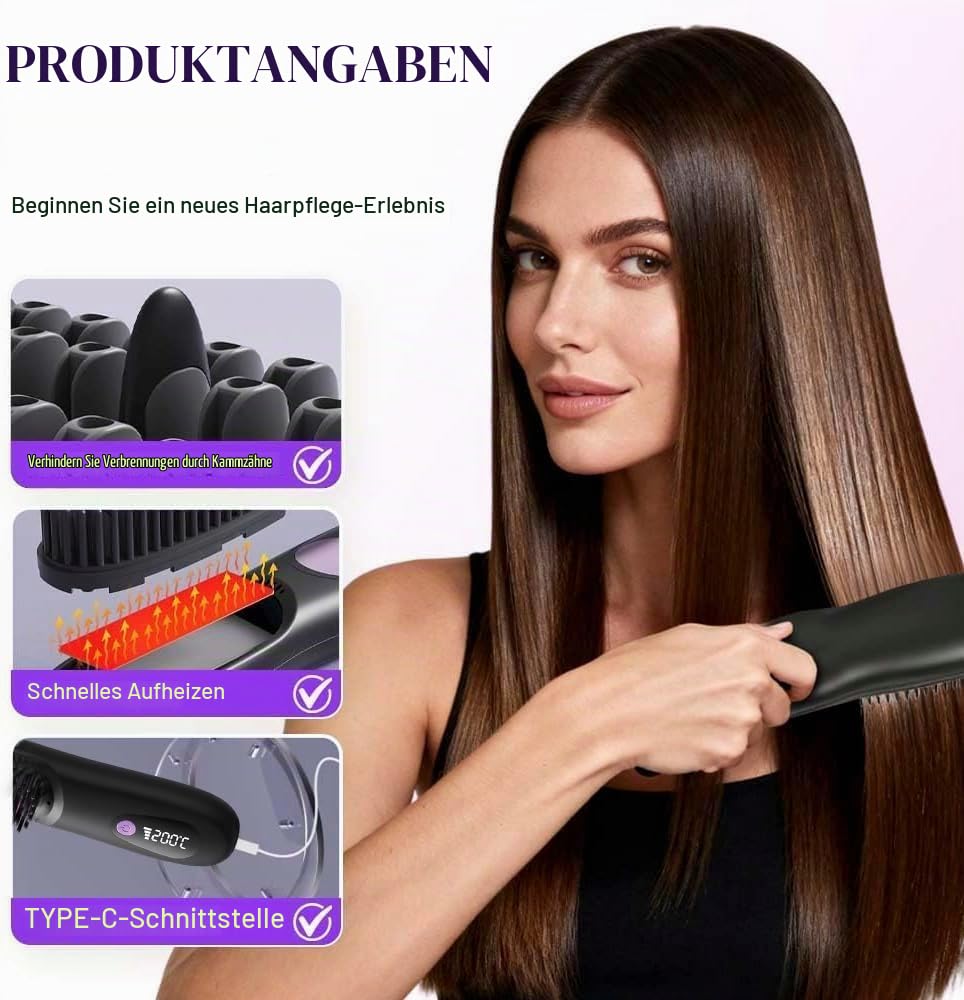 Stylingbürste für Kurzes Haar, Kompakte Rundbürste für Pixie & Bob mit Volumen, Neuen 3px-Keramik-Borsten, Lang Anhaltendes Volumen, Tragbares Design