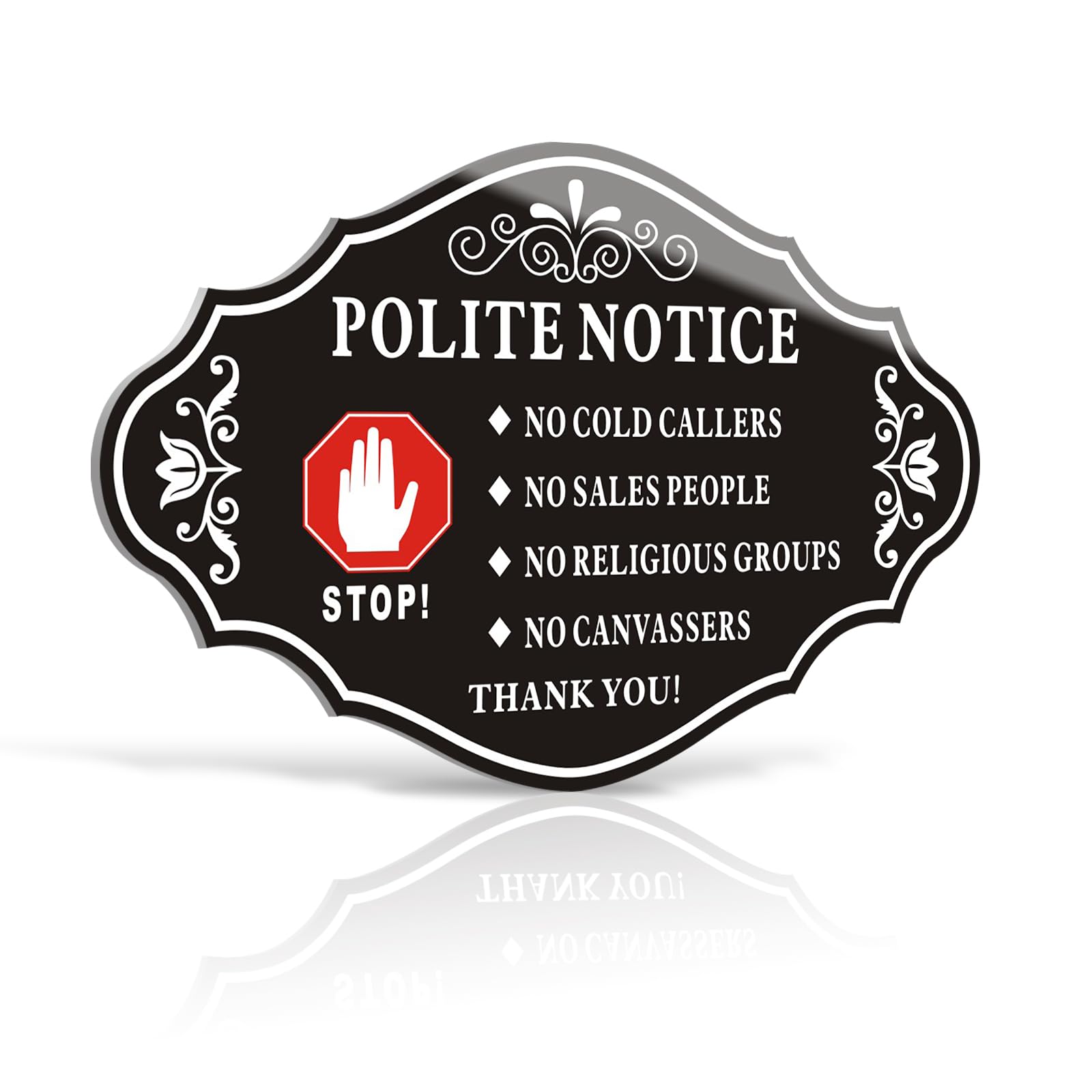 No Cold Callers Sign for Front Door Sticker, 15 x 10CM Polite Notice No Cold Callers Sign Acrylic Self Adhesive for Letterbox Ring Doorbell Outdoor Indoor Use