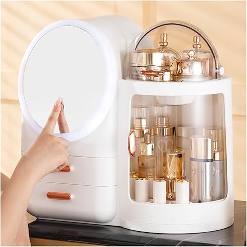 WIGSELBL Organizador de maquillaje, vitrinas de almacenamiento de cosméticos, organizadores para el cuidado de la piel con cajón y tapa, cajas