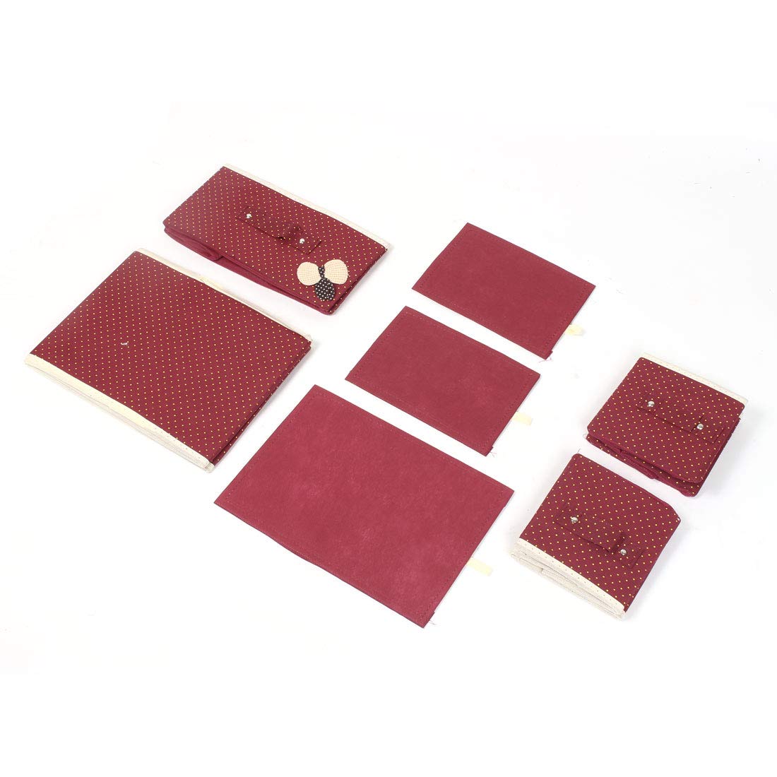 Ruilogod Tela no tejida 2 capas 3 cajones sujetador ropa interior calcetines corbatas caja de almacenamiento conjunto rojo