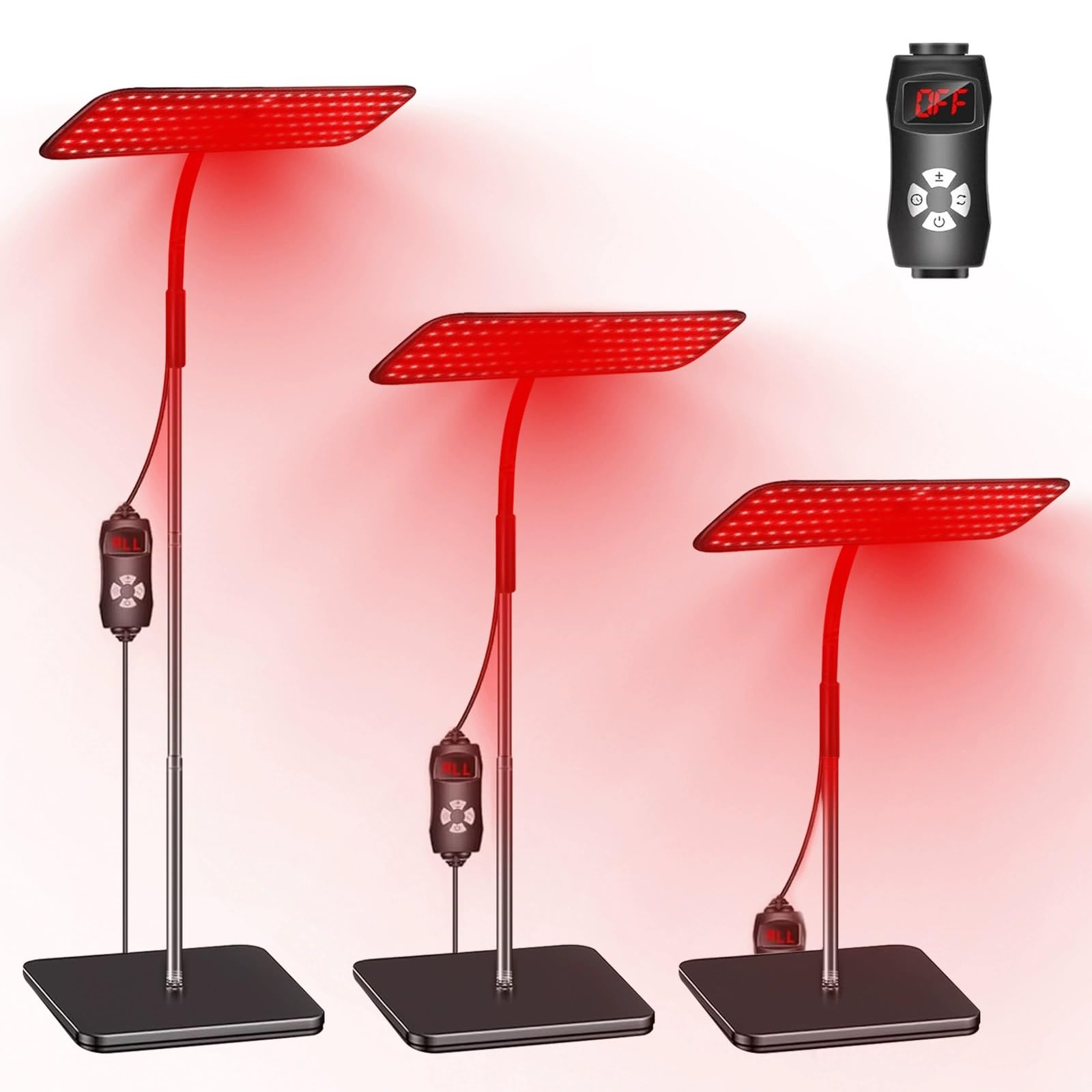 Terapia con luce rossa, lampada per fototerapia a luce rossa e infrarossa con base, LED 660 nm e 850 nm, dotata di funzione di protezione degli occhi.