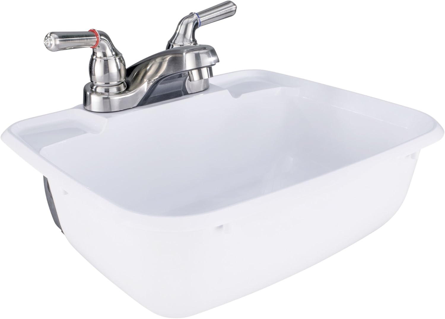 RecPro RV Rectangle Bathroom Sink (White) w/Brushed Nickel Teapot Faucet | RV Lavatory Sink w/faucet | Camper Sink