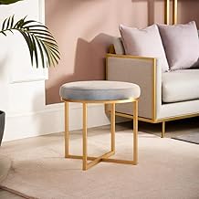 CraftLense Round Hallway Metal Ottoman Stools,Footstool, & Pouf for Dressing & Office Table, Sofa, and Chair-Grey