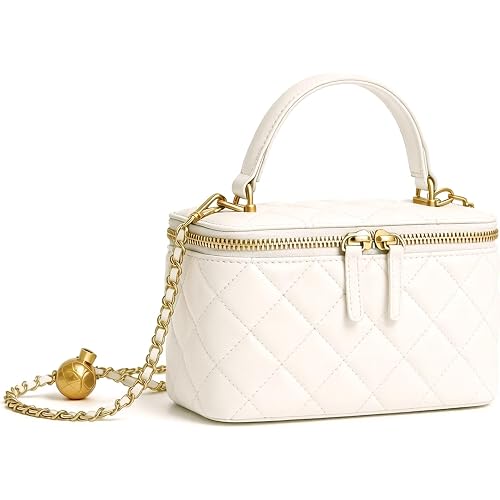 Mini Quilted Crossbody Purse for Women Small Leather Square Box Designer Top Handle Bag Evening Handbag with Chain Strap