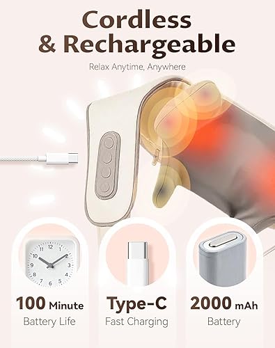 Miniatura 4 de Therapexa - Masajeador de cuello y hombros mejorado 2026, masajeador de espalda Shiatsu 8D para aliviar el dolor de tejido profundo, masajeador para