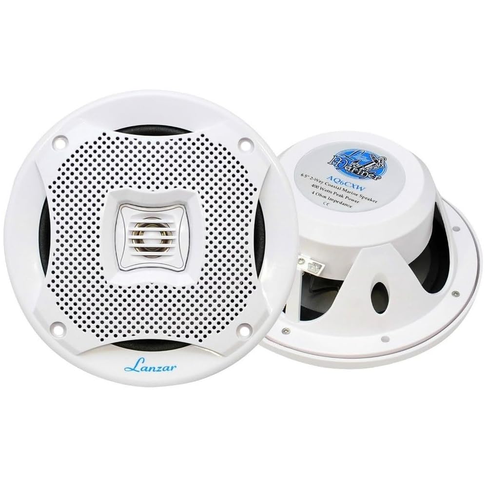 GK SOUND Kit Set para LANZAR AQ6CXW 2 Altavoces Blancos de 2 vías 200 vatios rms 400 vatios máx 19,5 cm 6,5" Camper mar Piscina Barco Restaurante Hotel Impermeable, el par