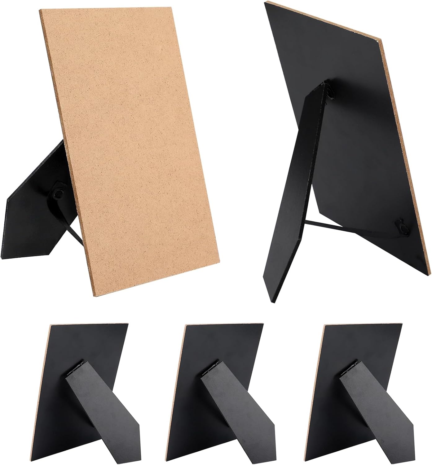 5 Pcs Black Easel Back for Picture Frame 5x7 Inch,Replacement Photo Frame Backing Board with Hinged Hangers for DIY Picture Frames, Art Tiles, Tabletop or Wall Display