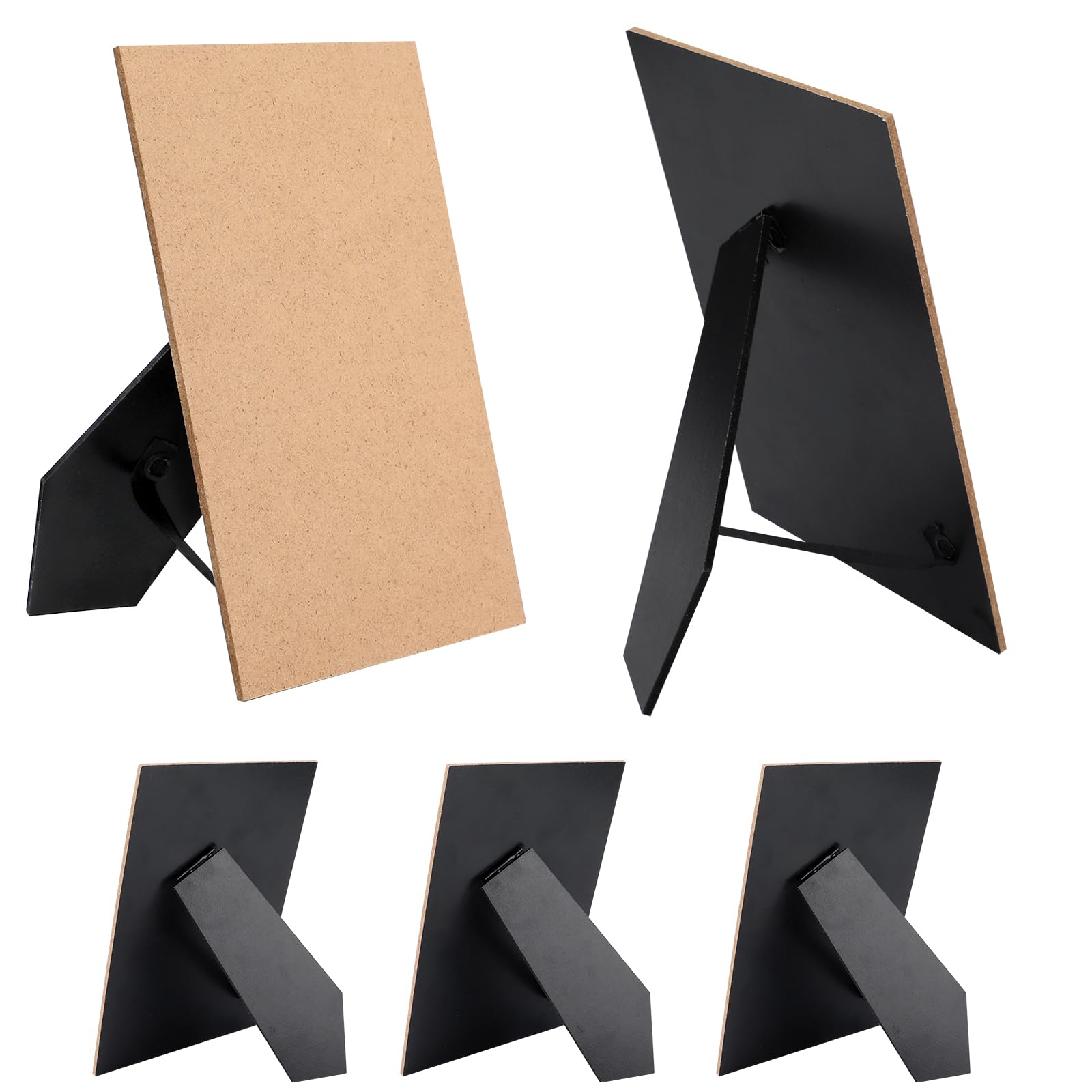 5 Stück Ersatz-Rückwand für Bilderrahmen 5 x 7 Zoll, Schwarz, mit Aufsteller und Scharnieraufhängung, Fotorahmen Rückwand Ersatz für DIY Fotoalben, Kunstbilder, Ideal für Tisch- oder Wanddisplay