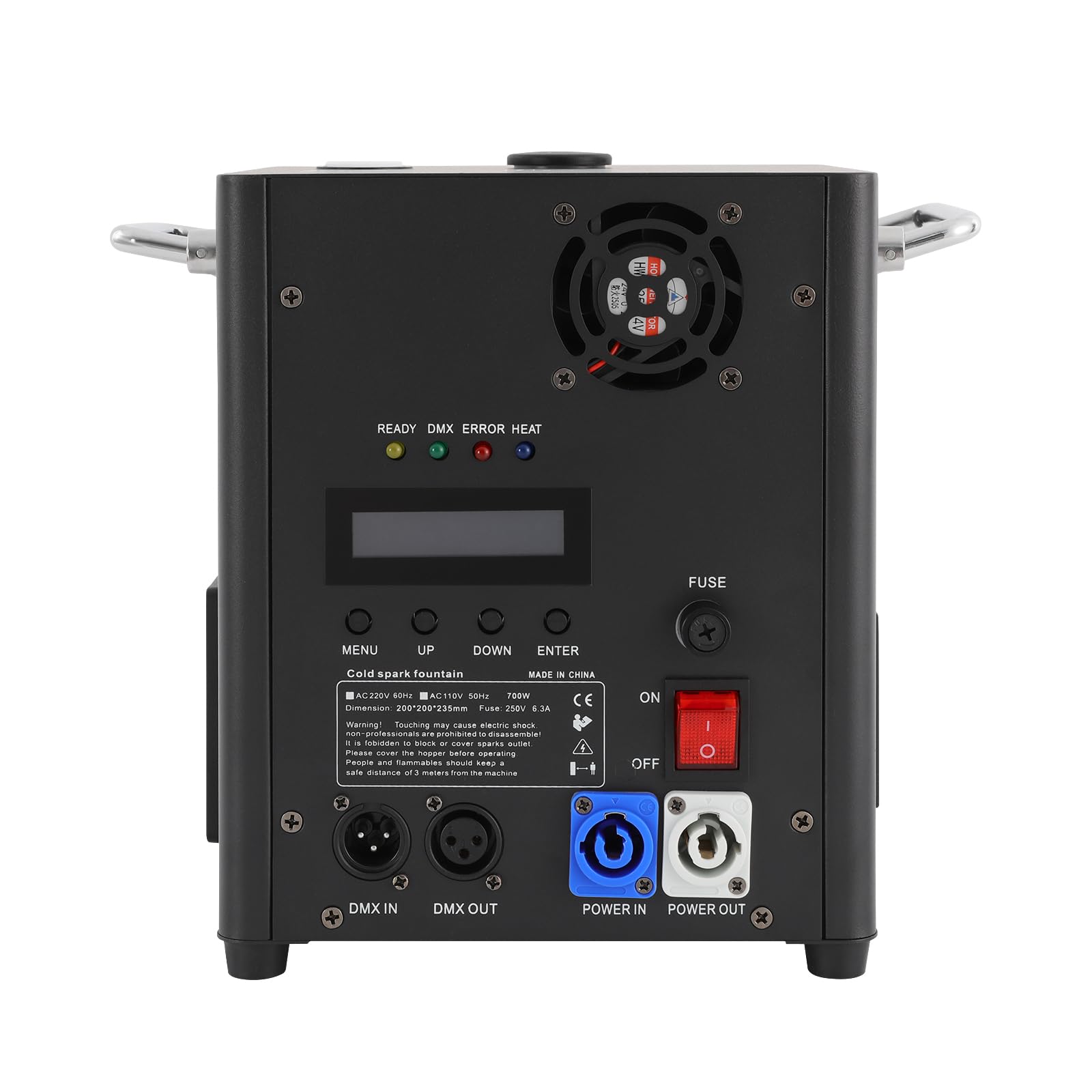Futchoy Elektronisch Pyrotechnikmaschine 700W 2er Set, Kalte Funken Maschine mit Fernbedienung DMX, Pyrotechnische Maschine für Bühne Hochzeit Events, Cold Spark Machine mit LCD Display (Schwarz)