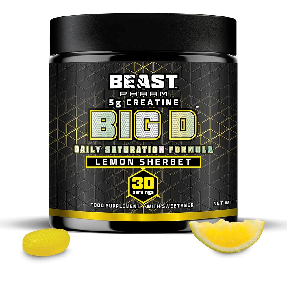 Beast Premium Daily Saturation Creatine Monohydrate Powder Formula with Wellmune, 30 Servings, Lemon Sherbet