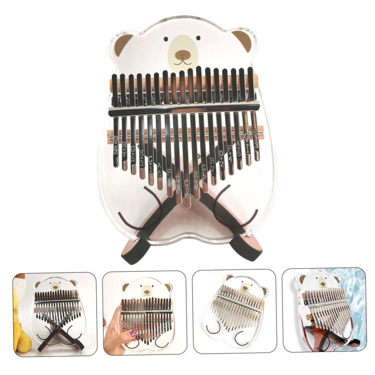 TOYANDONA Pianoforte A Pollice Portatile in Acrilico A 17 Tasti Forma E Aspetto Cristallino Per Principianti