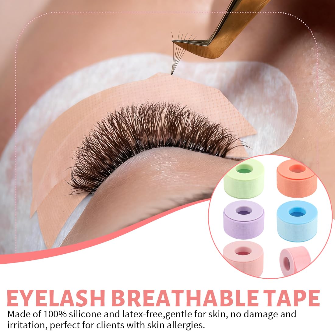 5 Piezas Cinta Cosmética Cinta De Maquillaje Transpirable Cinta Cosmética De Sombras Precisa Accesorio De Maquillaje Para Maquillaje De Ojos Cejas Extensiones Pestañas 2,5cm x 9m (5 Colores)