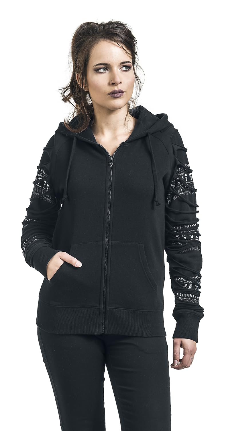 Rock Rebel by EMP Damen schwarze Kapuzenjacke mit Cut Outs