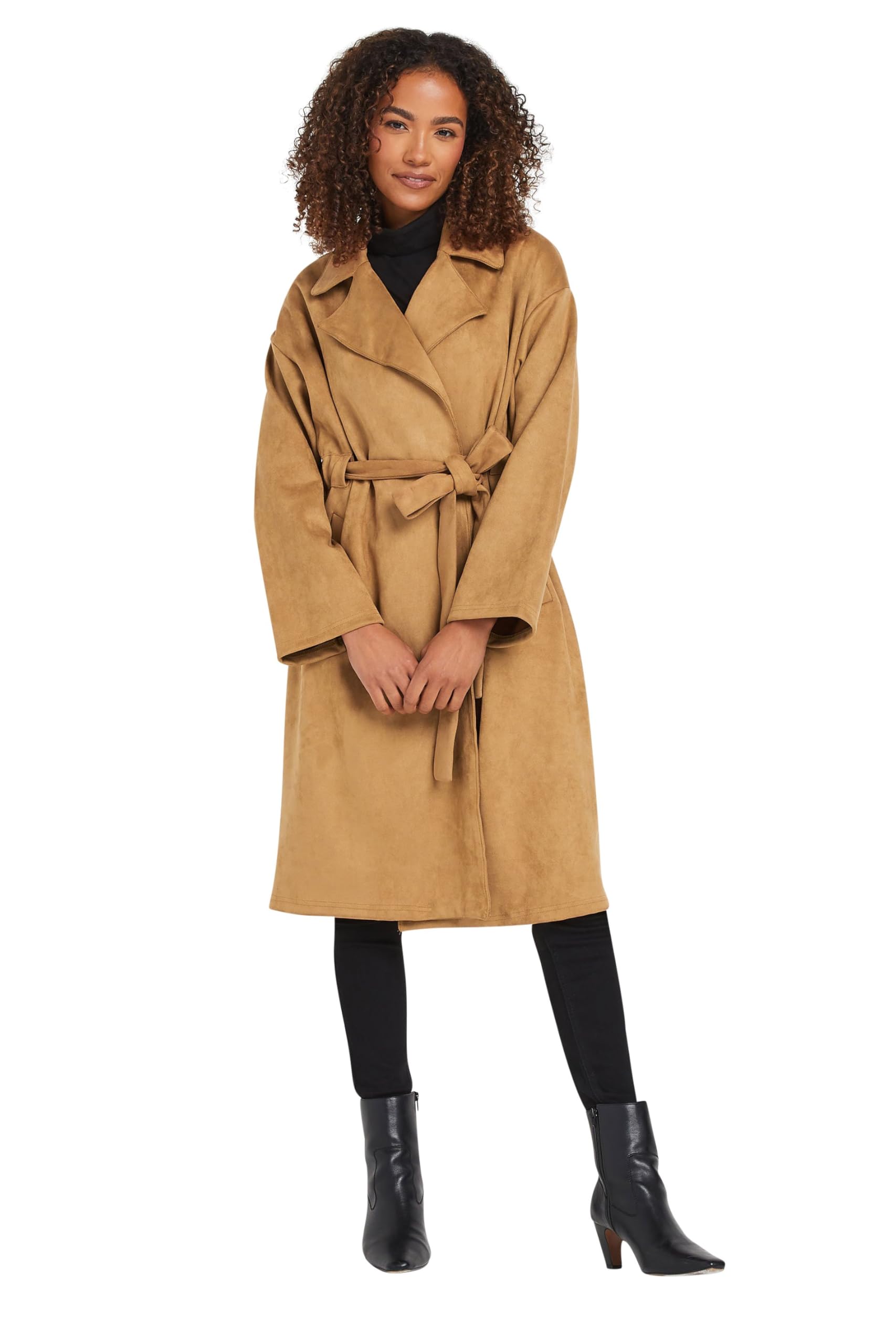 M&Co Women's Brown Faux Suede Jacket In | : Size 12