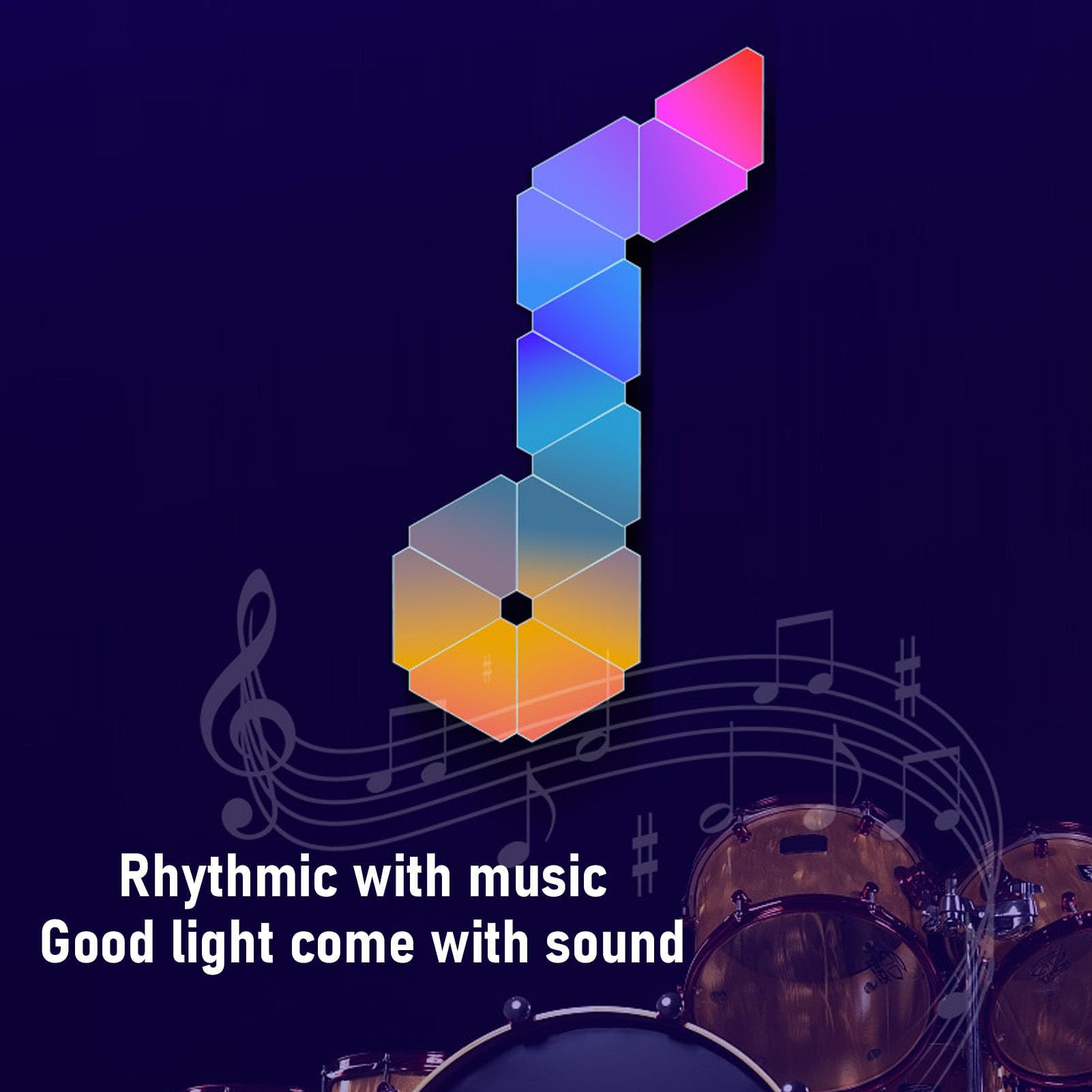 Drfeify 12er-Set LED-Wandleuchten, RGB-Musik-Synchronisations-Dreiecks-Lichtpaneel mit 16 Millionen Farben, Bluetooth-APP-Fernbedienung, für die Heimkino-Dekoration Im Spielzimmer